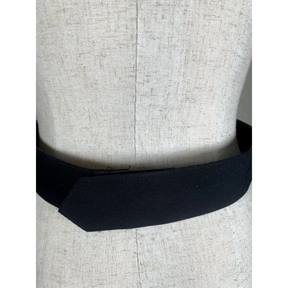 Vintage Statement Belt Medium Womens 90s‎ Black Wide Strap Waist Embroidered